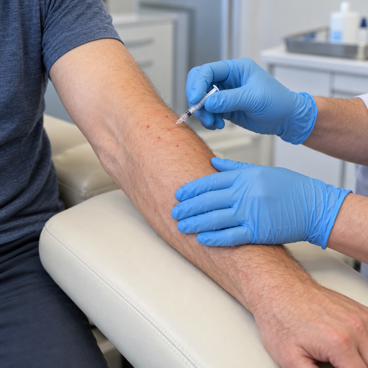 Illustration of mesotherapy for pain being performed