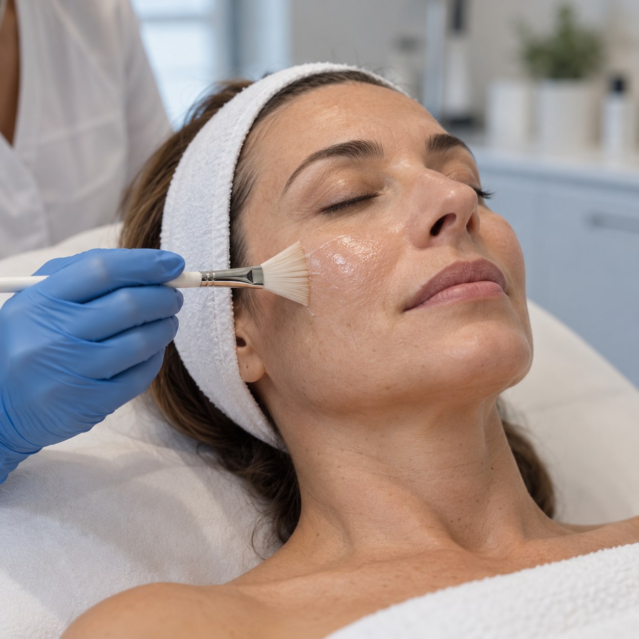 Illustration of medical chemical peels being performed